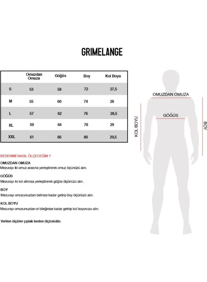 GRIMELANGE Joel Men's 100% Organic Cotton Thick Fabric Special Texture Label Detail Oversize Stone Color T-shirt - Image 2